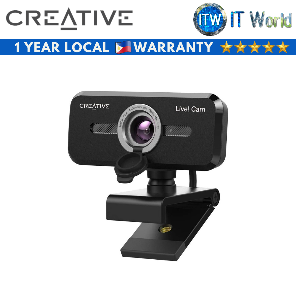 Creative Live! Cam Sync 1080p V2 Full HD Webcam with Auto Mute &amp; Noise Cancellation (VF0880)