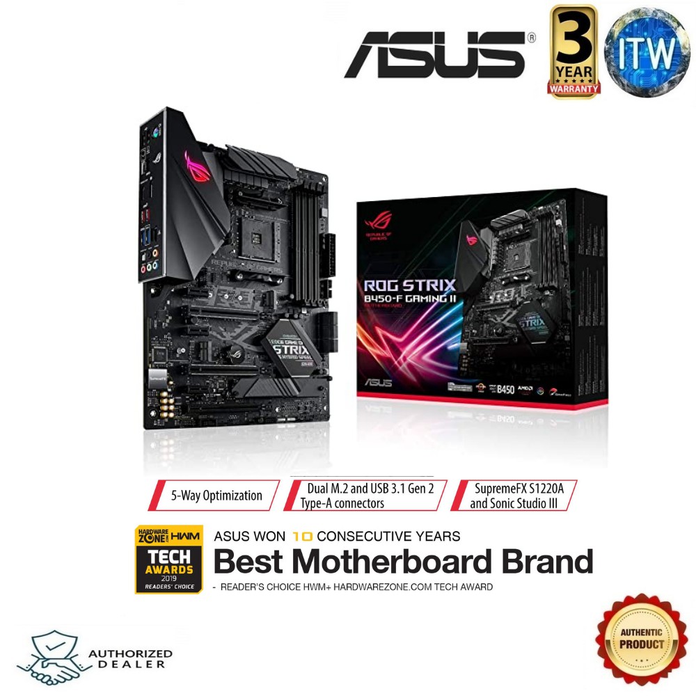 ASUS ROG STRIX B450-F GAMING II ATX AM4 DDR4 SATA 6Gb/s USB 3.1 HDMI AMD B450 Chipset Motherboard