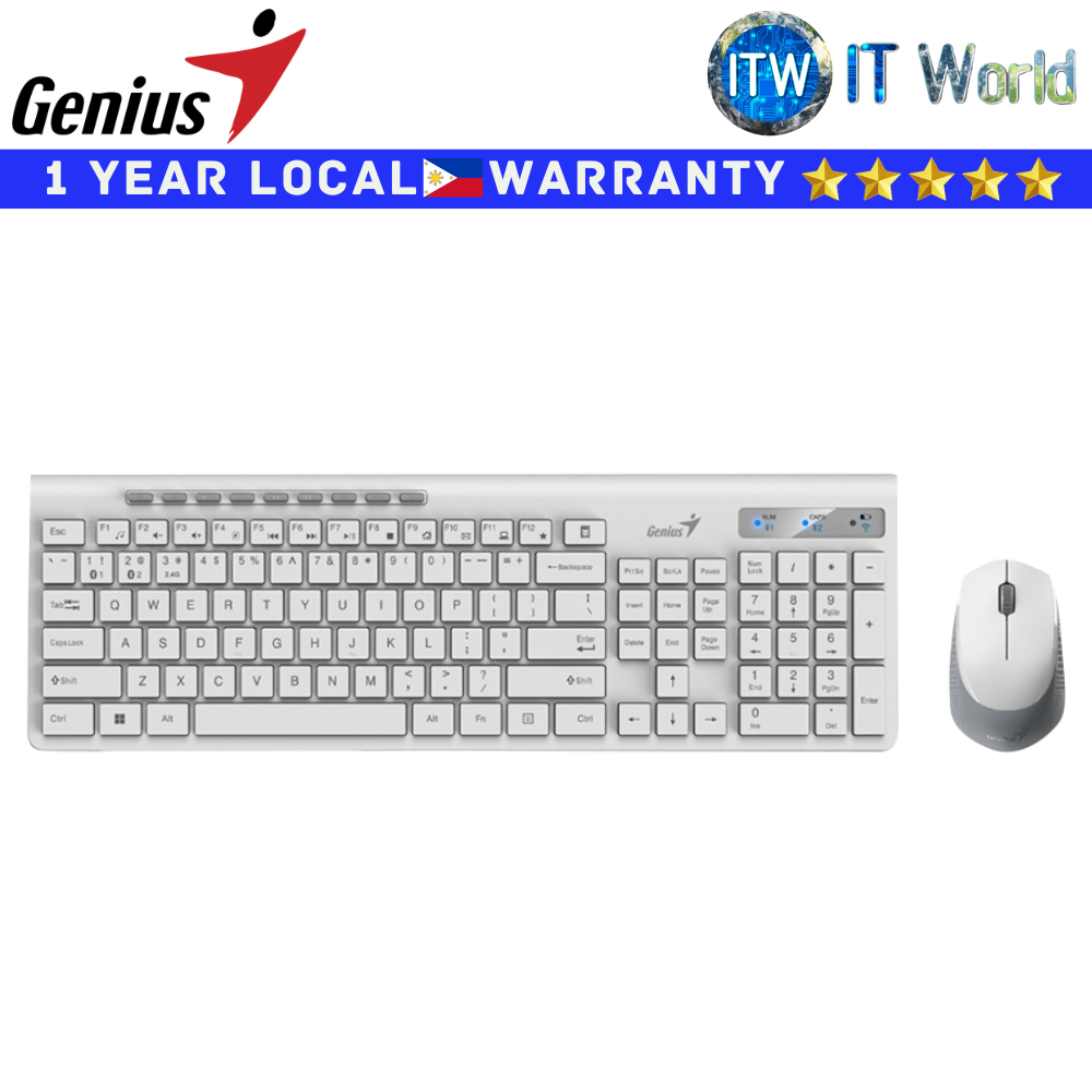 Genius Wireless Bluetooth Keyboard and Mouse Slimstar 8230 White (GEN31340015400)