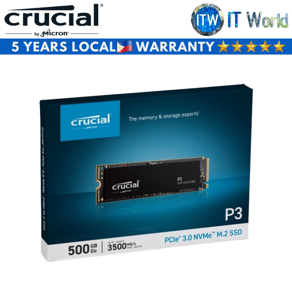 Crucial P3 500GB/1TB PCIe 3.0 NVMe M.2 2280 SSD