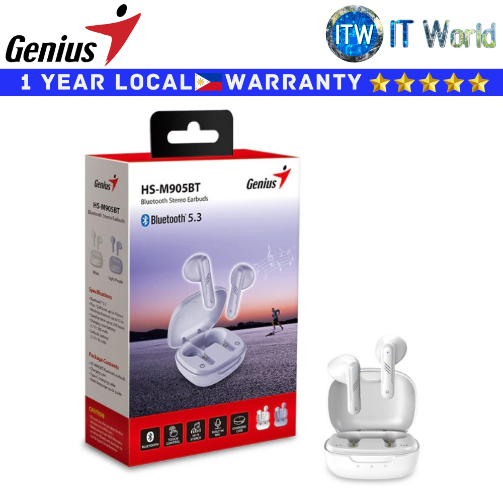 Genius Bluetooth Earbuds HS-M905BT White In-Ear Stereo 5.3 (GEN31710025400)