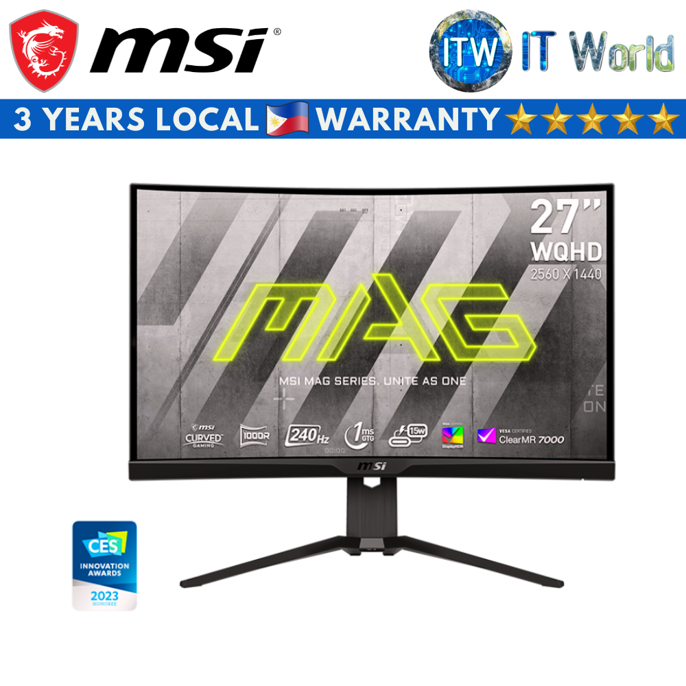 MSI MAG 275CQRXF - 27&quot; WQHD / 240Hz / Rapid Va / 1ms GTG / 1000R Curved Frameless Gaming Monitor