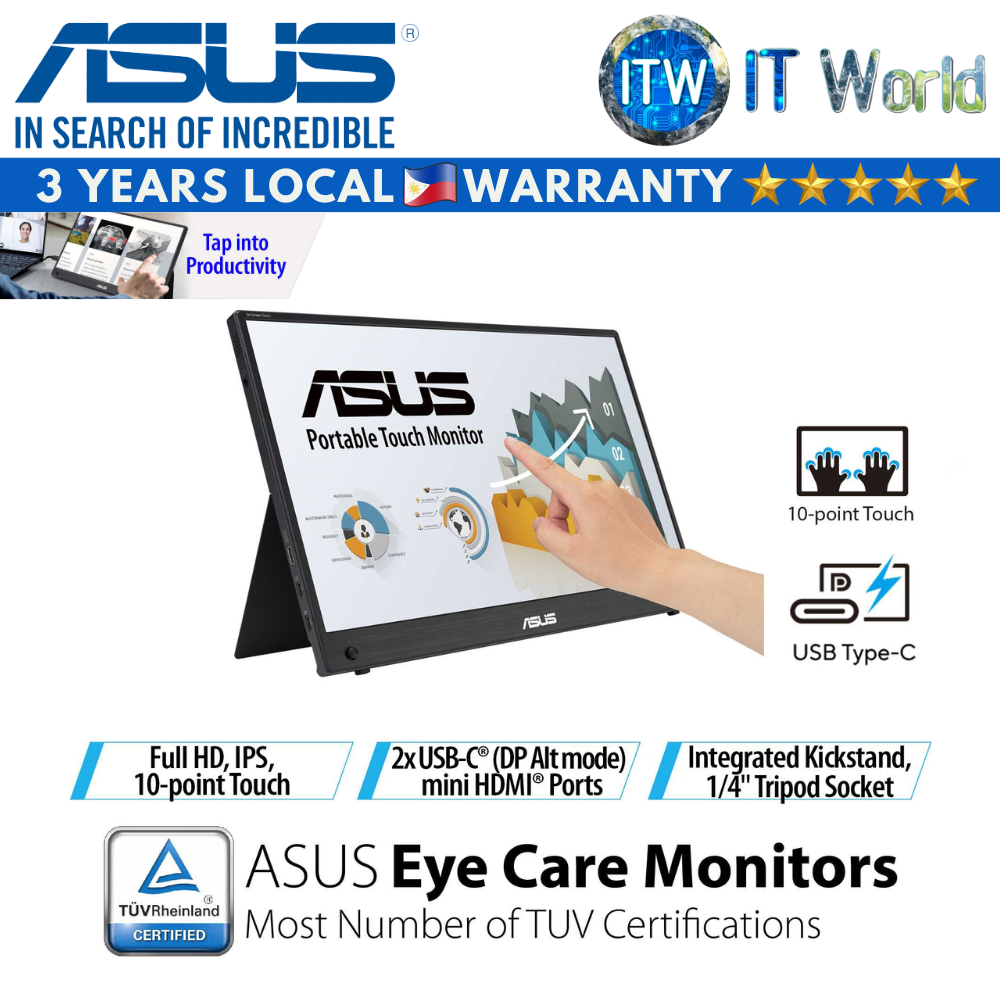 ASUS ZenScreen Touch MB16AHT /16&quot; FHD / 60Hz / IPS / 5ms (GTG) / Flicker-free Portable Monitor