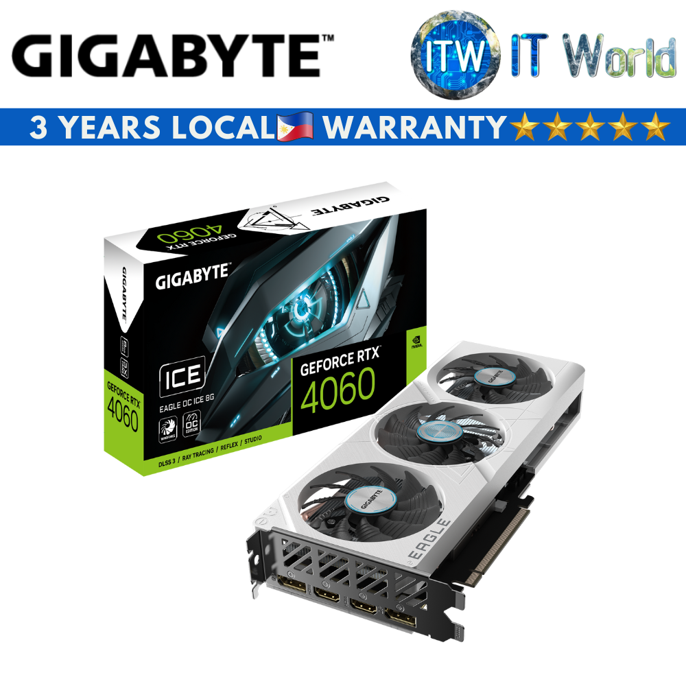 Gigabyte GeForce RTX 4060 EAGLE OC ICE 8GB GDDR6 Graphics Card (GV-N4060EAGLEOC-ICE-8GD)