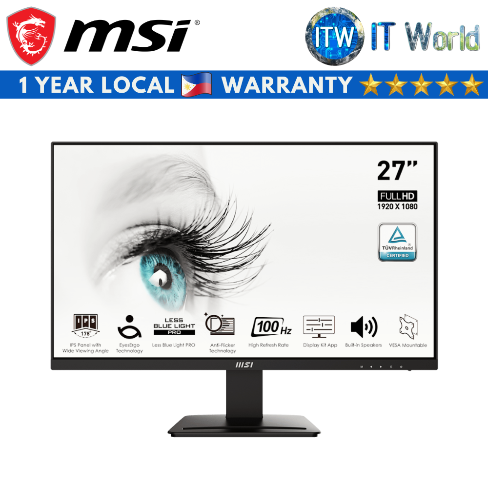 MSI Pro MP273A - 27&quot; (1920 x 1080 FHD) / 100Hz / IPS / 1ms Business &amp; Productivity Monitor