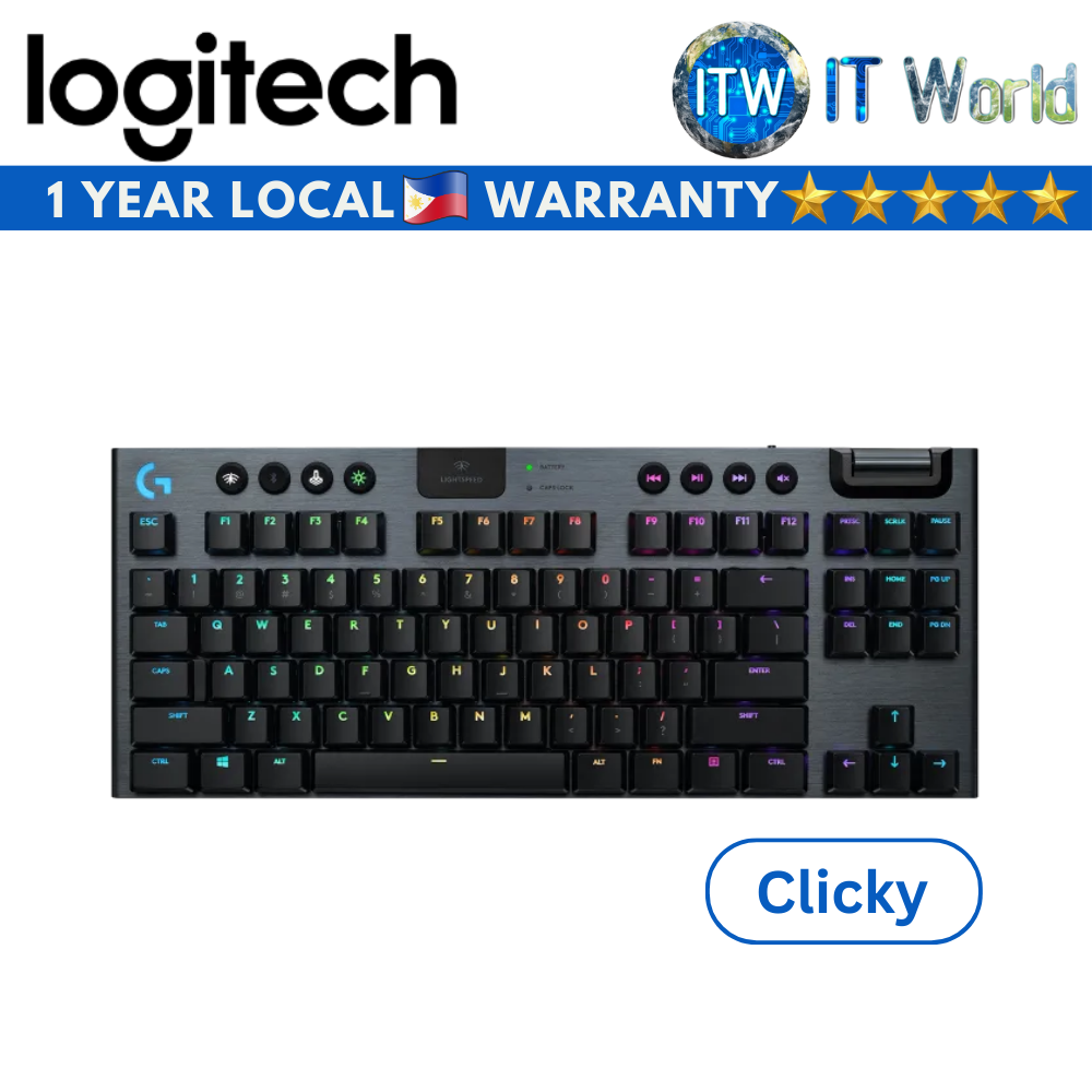 Logitech G913 TKL Tenkeyless Lightspeed Wireless RGB Mechanical Gaming Keyboard (Clicky | Linear) (Clicky)