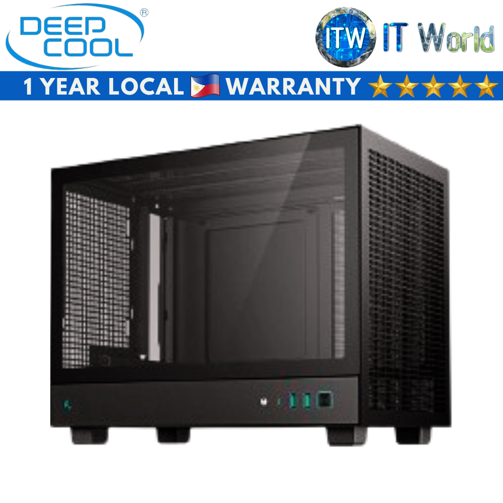 Deepcool Computer PC Case CH160 Portable High Airflow Mini-ITX Tempered Glass (Black)