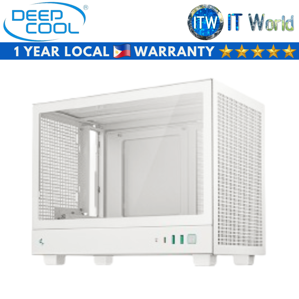 Deepcool Computer PC Case CH160 Portable High Airflow Mini-ITX Tempered Glass White (R-CH160-WHNGI0-G-1)