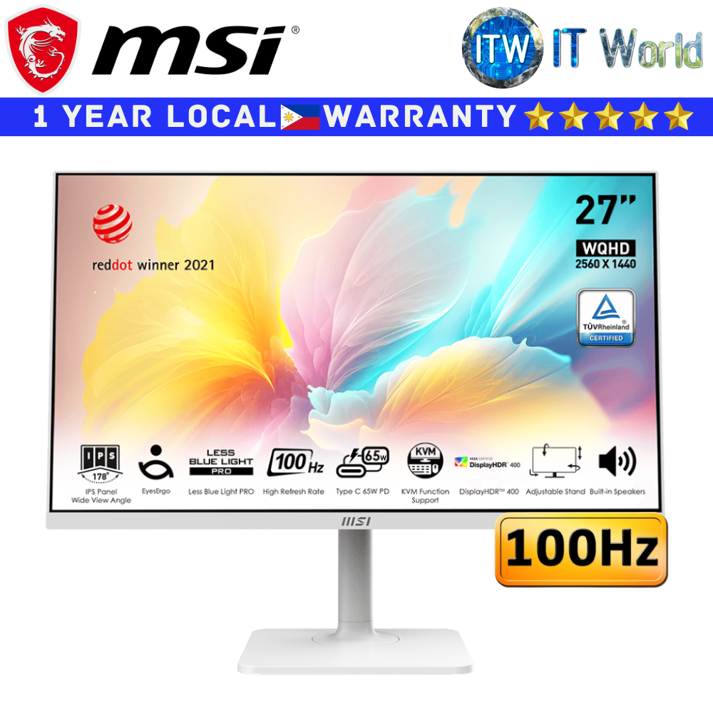 MSI Monitor Modern MD272QXPW 27&quot; 2560x1440 WQHD / 100Hz / IPS / 1ms MPRT, 4ms GTG / Anti-Glare