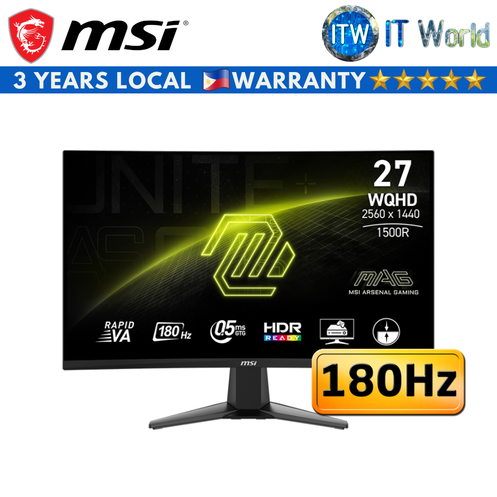 MSI Curve Gaming Monitor - 27&quot; (2560x1440 WQHD) / 180Hz / Rapid VA / 0.5ms GtG / MAG 27CQ6F