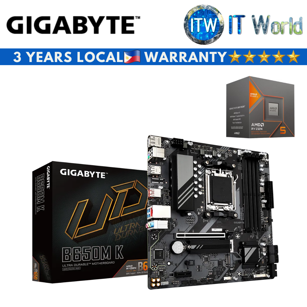 AMD Ryzen 5 8600G Desktop Processor with Gigabyte B650M K Micro ATX AM5 DDR5 Motherboard Bundle