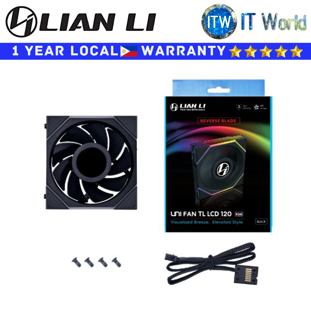 Lian Li PC Fan UNI Fan TL LCD 120 Reverse Blade (Black/White) (Black)