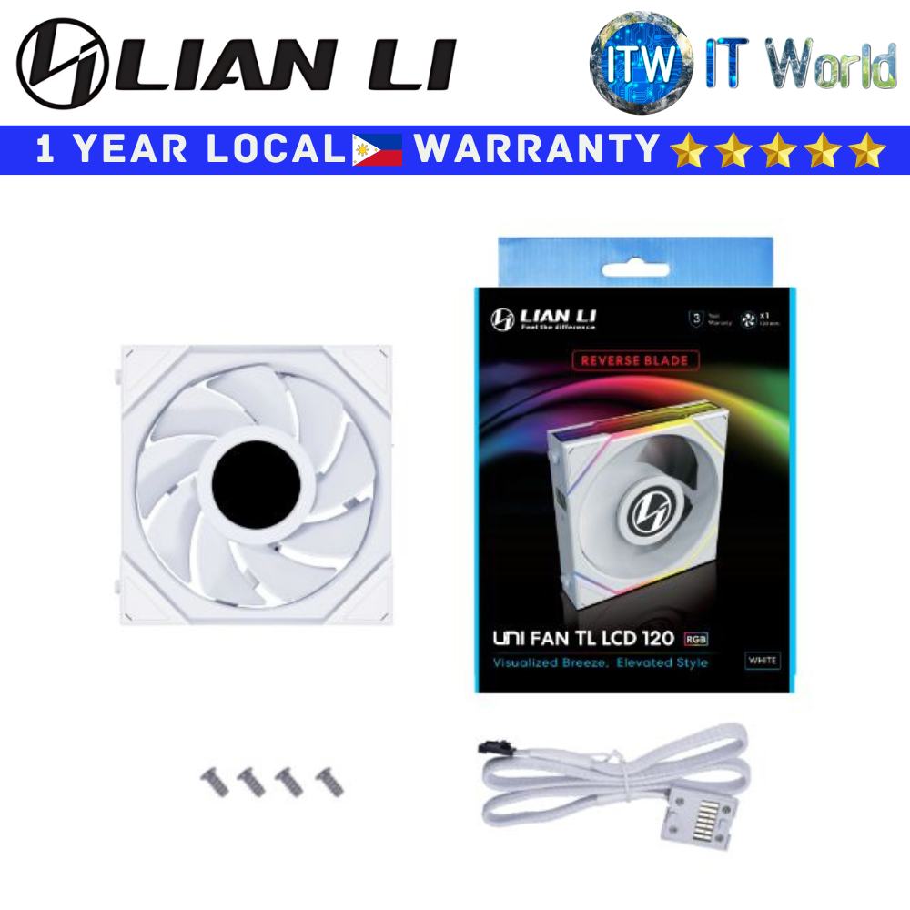 Lian Li PC Fan UNI Fan TL LCD 140 Reverse Blade (Black/White) (White)