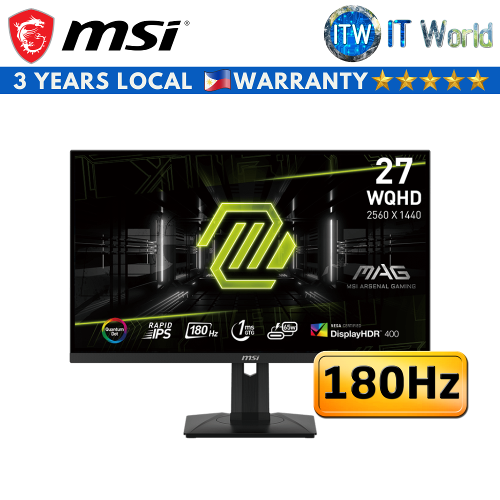 Itw | MSI Monitor - 27&quot; (2560x1440 WQHD) / 180Hz / Rapid IPS / 1ms GTG / MAG 274QRF QD E2