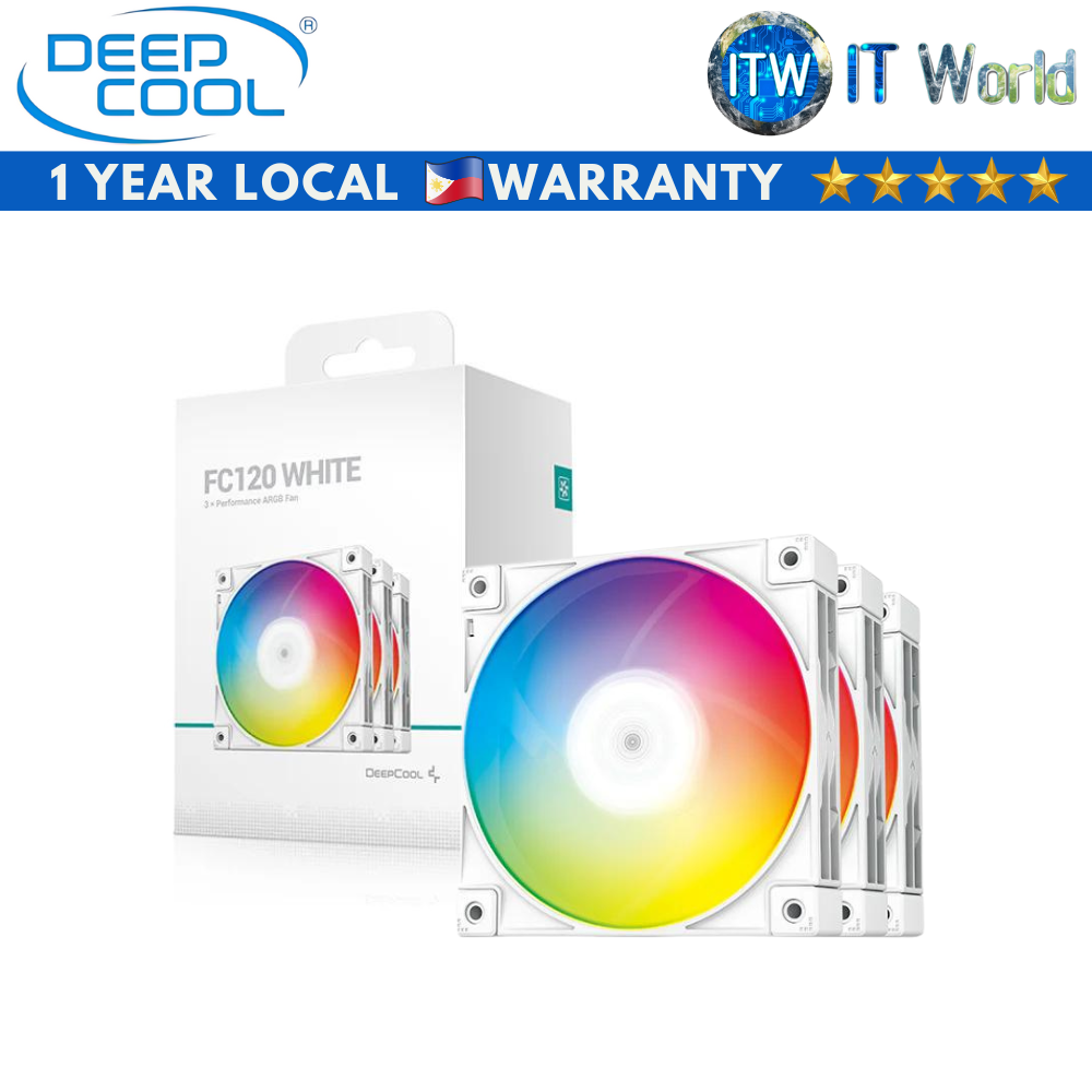 Deepcool CPU Cooler PC Fan FC120 3in1 ARGB PWM Fan Hydro Bearing Triple Pack White (R-FC120-WHAMN3-G-1)