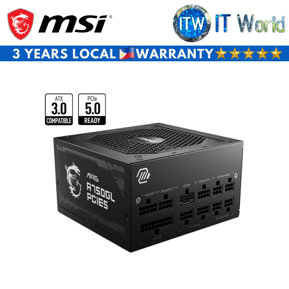 MSI PSU 750W Power Supply Unit 80+ Gold Modular MAG A750GL PCIE5