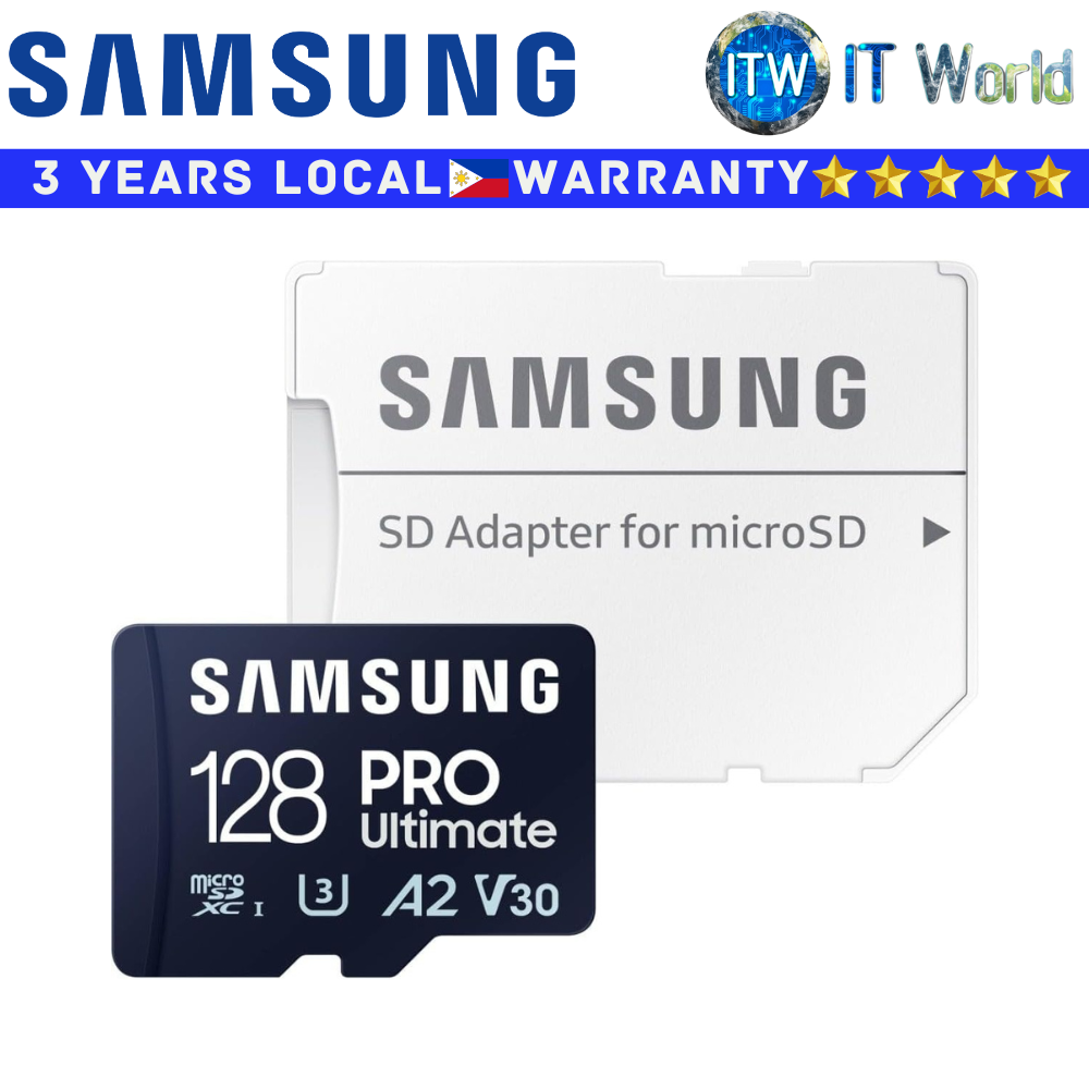 Samsung SD Card Memory Card Pro Ultimate UHS-I microSDXC w/ SD Adapter (128GB | 256GB | 512GB) (128GB)