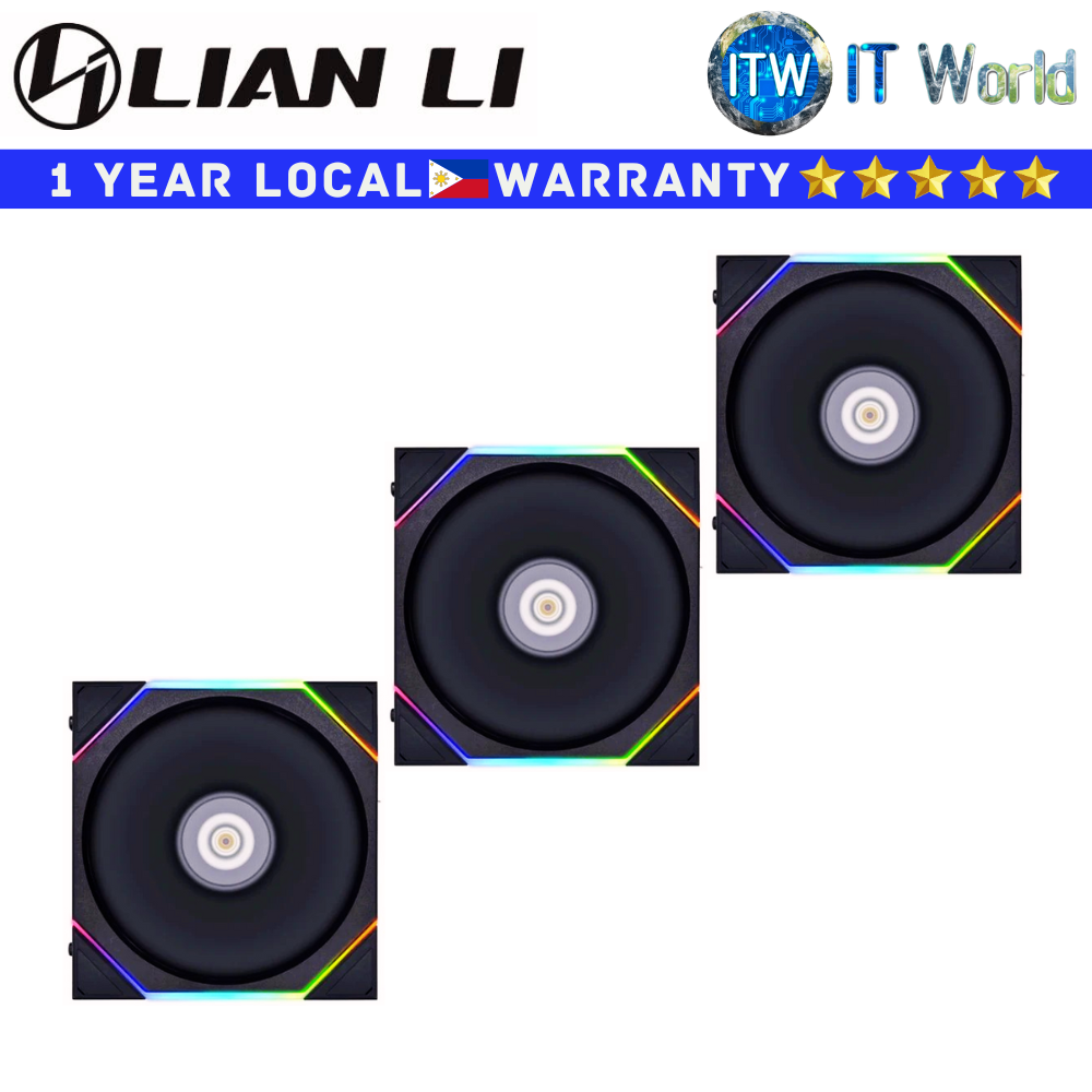 Lian Li PC Fan Uni Fan TL 120 Reverse Blade Fluid Dynamic Bearing Triple Fan (Black | White) (Black)