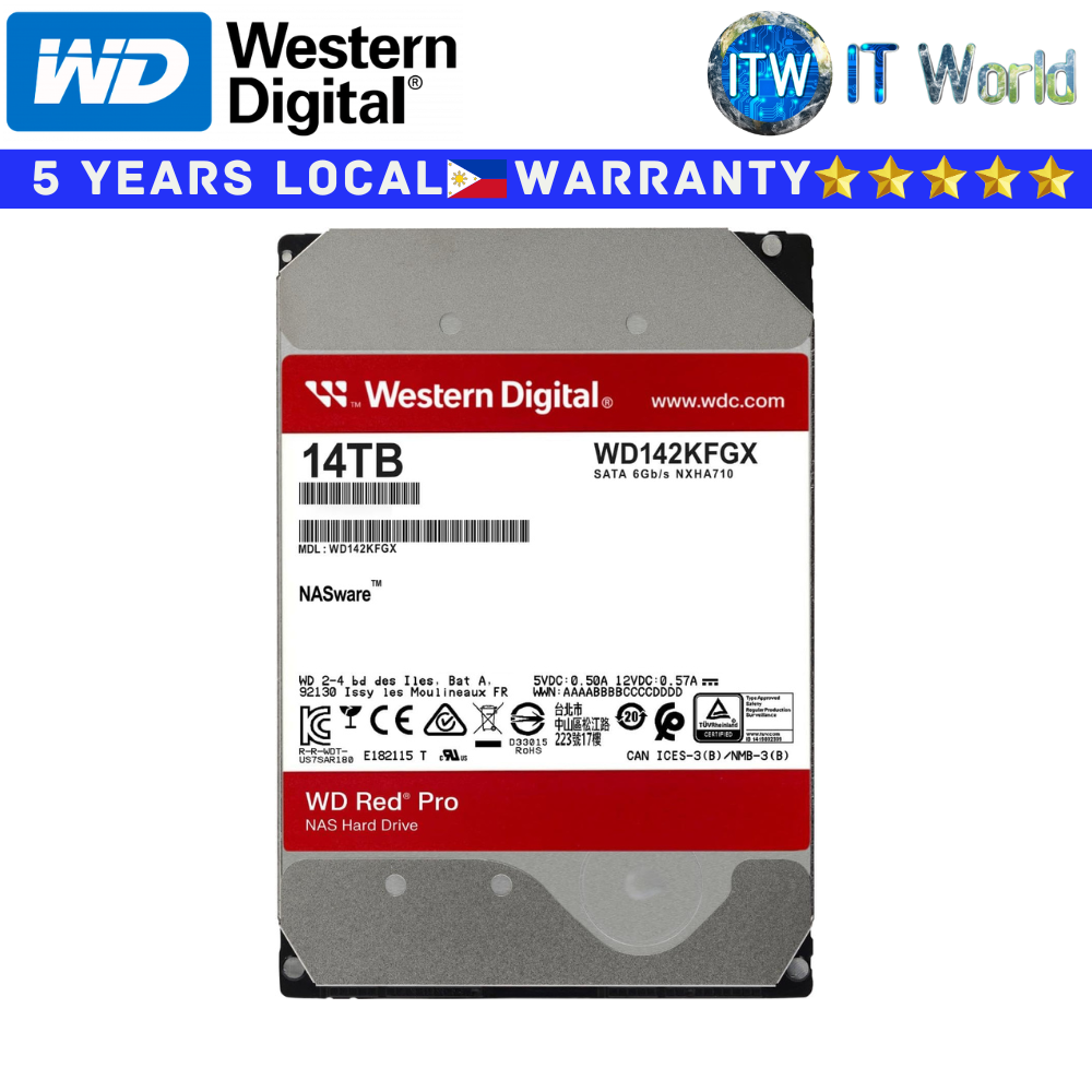 Western Digital Hard Drive HDD Red Pro 14TB WD142KFGX 512MB 7200RPM (WD142KFGX)