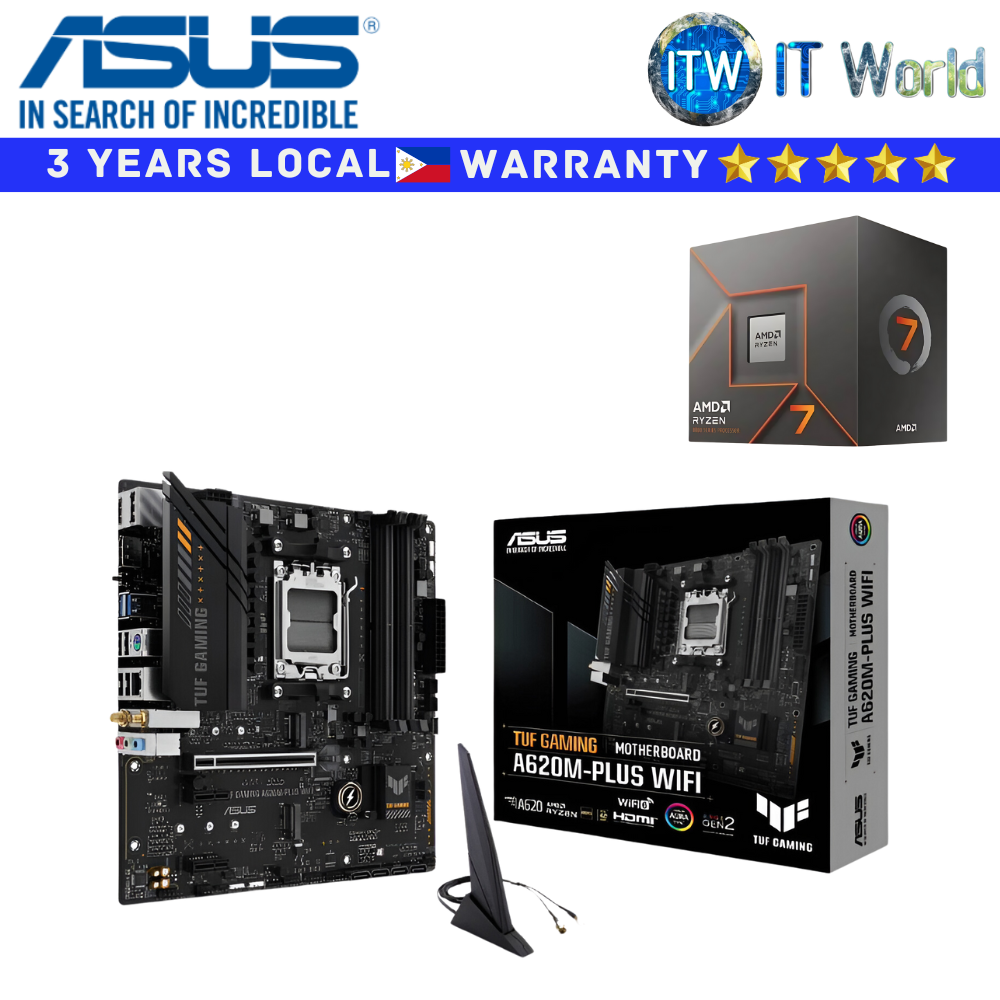 AMD Ryzen 7 8700F Desktop Processor with Asus TUF Gaming A620M-Plus WiFi Motherboard Bundle