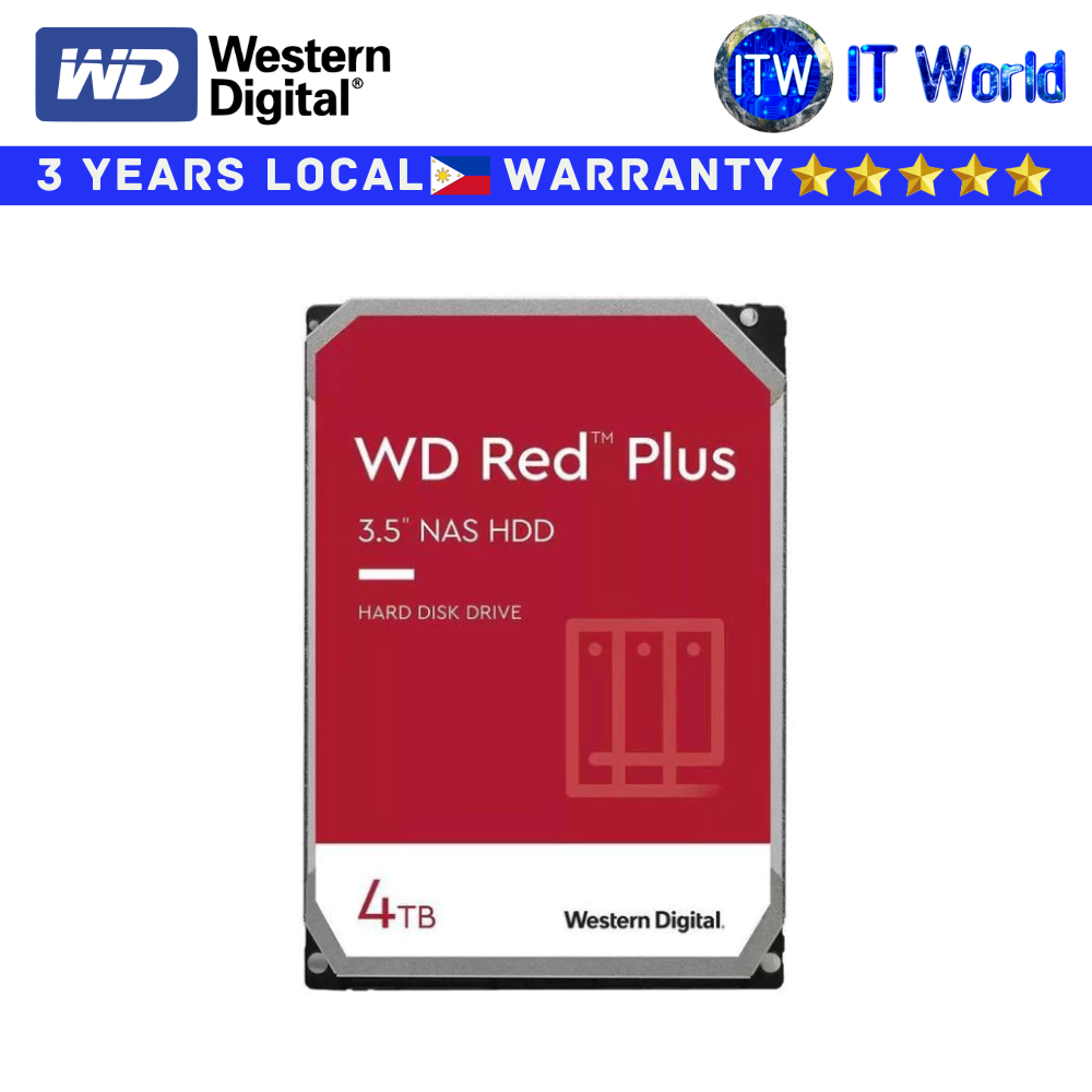 Western Digital Hard Drive HDD Red Plus NAS 4TB 3.5&quot; SATA 6Gb/s 256MB 5400RPM Internal (WD40EFPX)