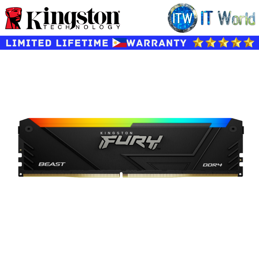 Kingston DDR4 RAM 32GB (1x32GB) 3200MT/s CL16 FURY Beast RGB Black XMP (KF432C16BB2A/32)