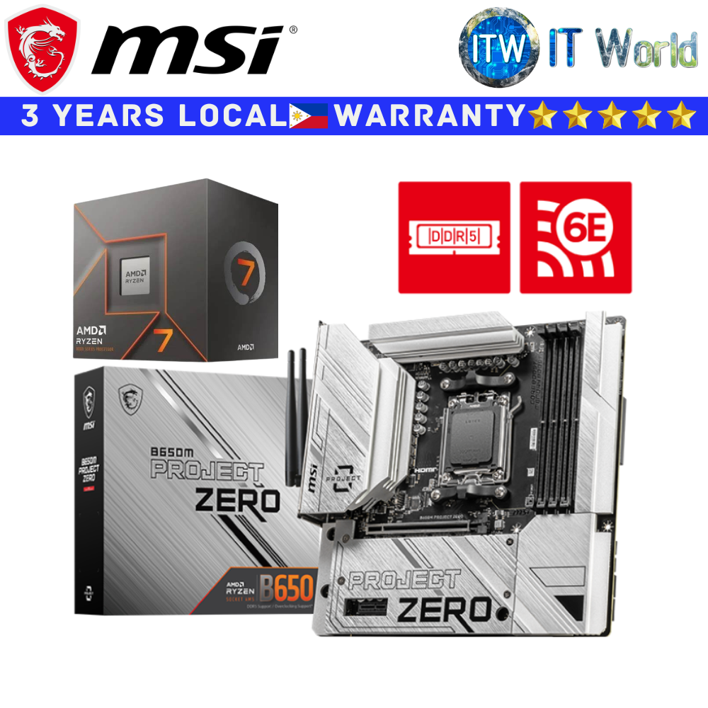 MSI Bundle Ryzen Motherboard AMD 7 8700F Processor with MSI B650M Project Zero