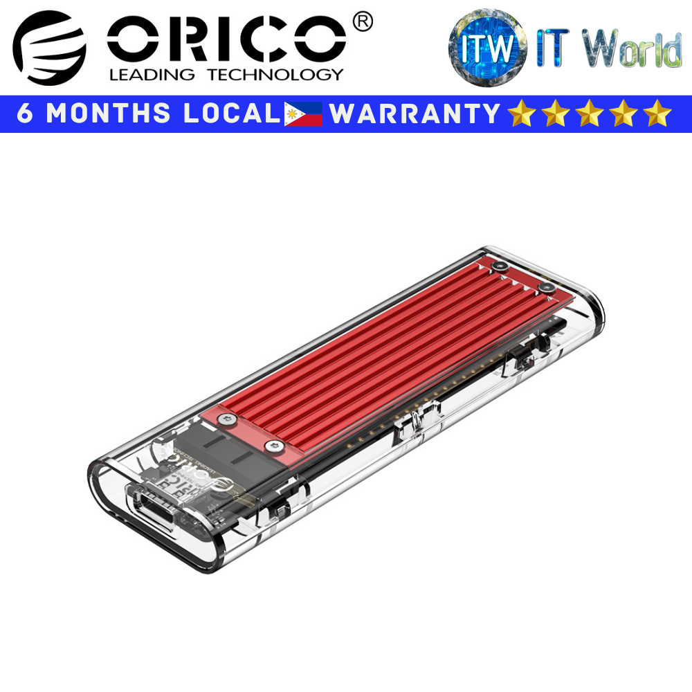 Orico M2 NVMe SSD M 2 NVMe SSD Enclosure Transparent Series (TCM2-C3) (Blue/Black/Red/Grey) (Red)