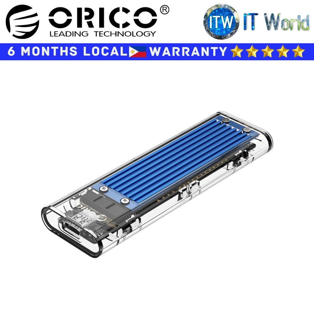 Orico M2 NVMe SSD M 2 NVMe SSD Enclosure Transparent Series (TCM2-C3) (Blue/Black/Red/Grey) (Blue)