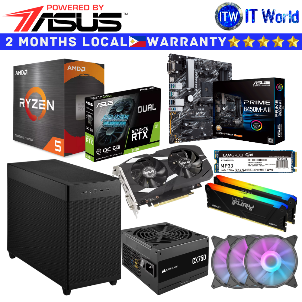 PC Desktop Computer Build ASUS Moon Build 5 5500GT Prime B450M-A II/CSM RTX 3050 16GB RAM 512GB SSD