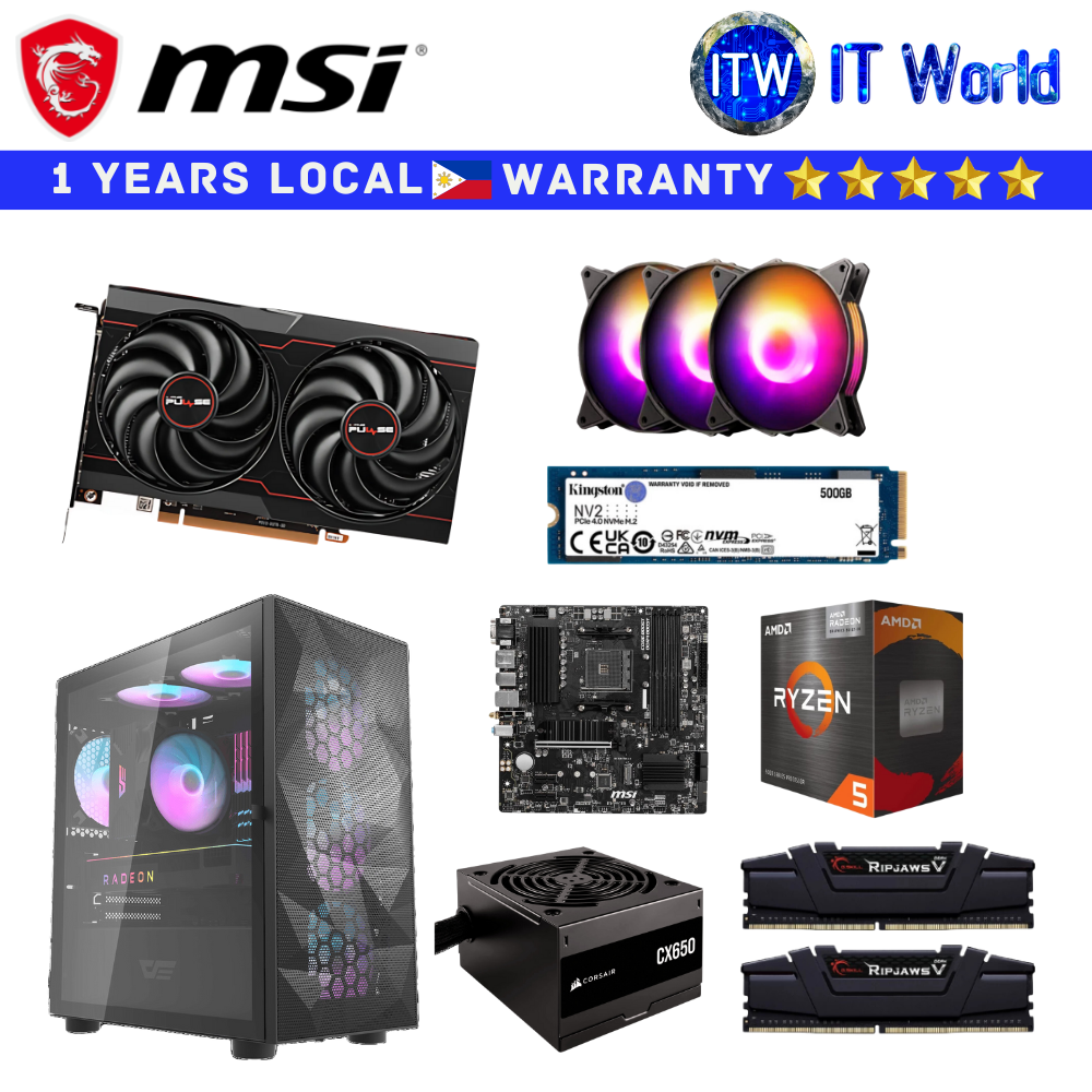 Gaming PC Desktop Computer Set MSI Panther Build 5 5600 B550M Pro VDH Wifi