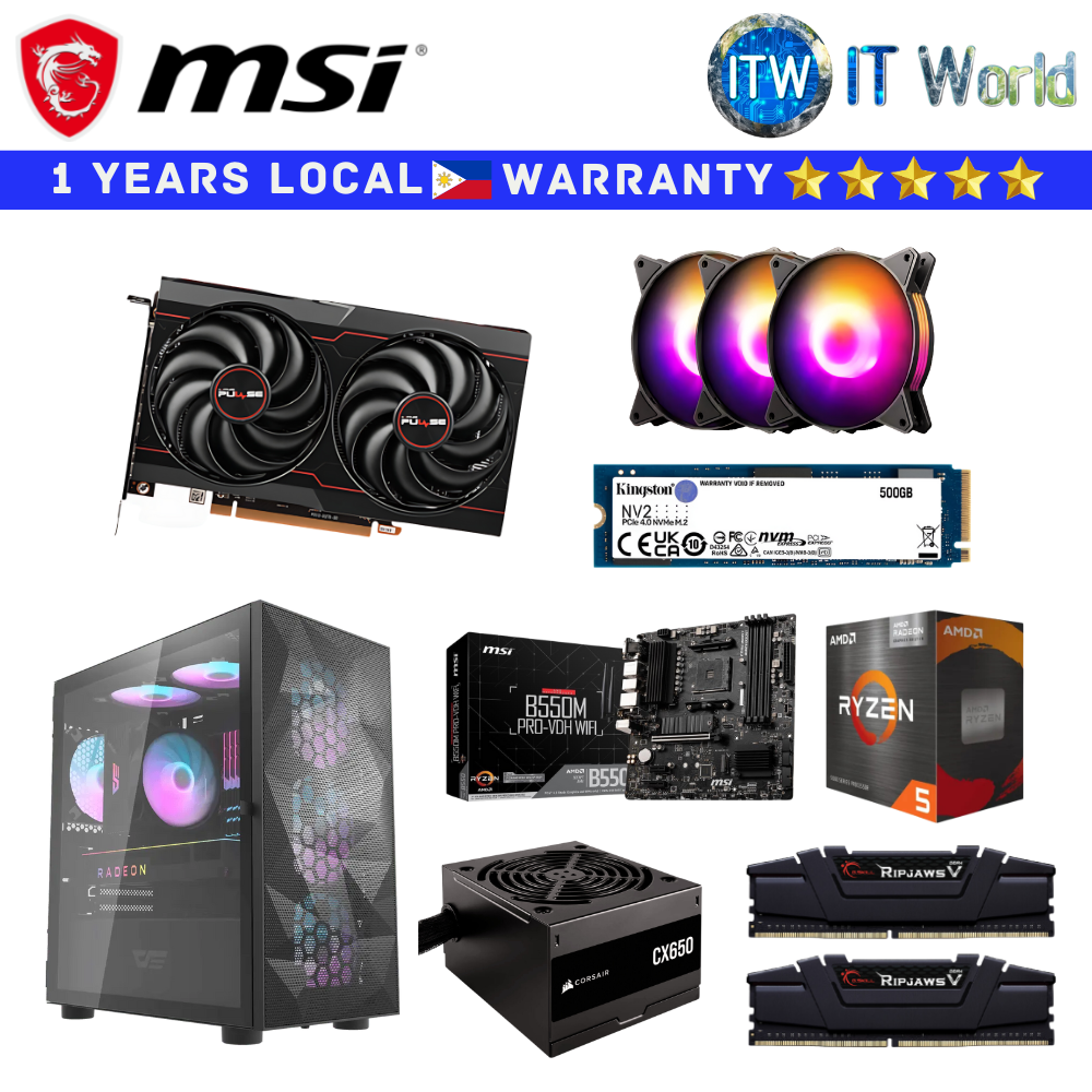 Gaming PC Desktop Computer Set MSI Panther Build Build 5 5600G 6600 RX