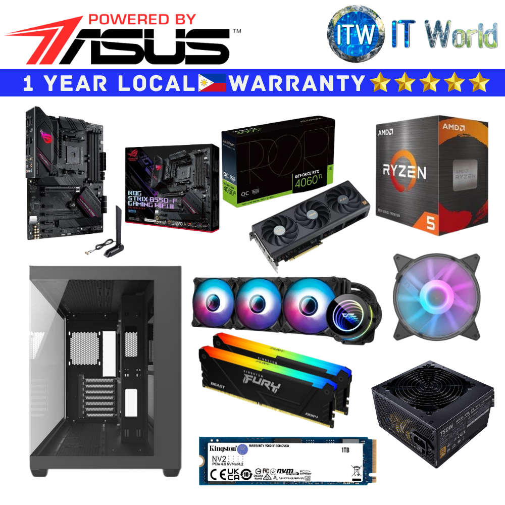 Gaming PC Powered by ASUS Desktop Computer Set Troops Build 7 5700X 4060 Ti OC RTX