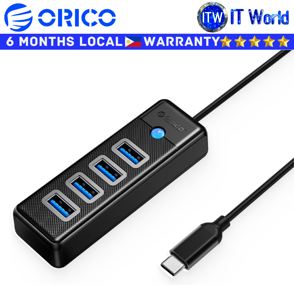 Orico USB Hub PW4U-C3-015 Black 4-Ports USB 3.0 5Gbps (PW4U-C3-015-BK-EP)