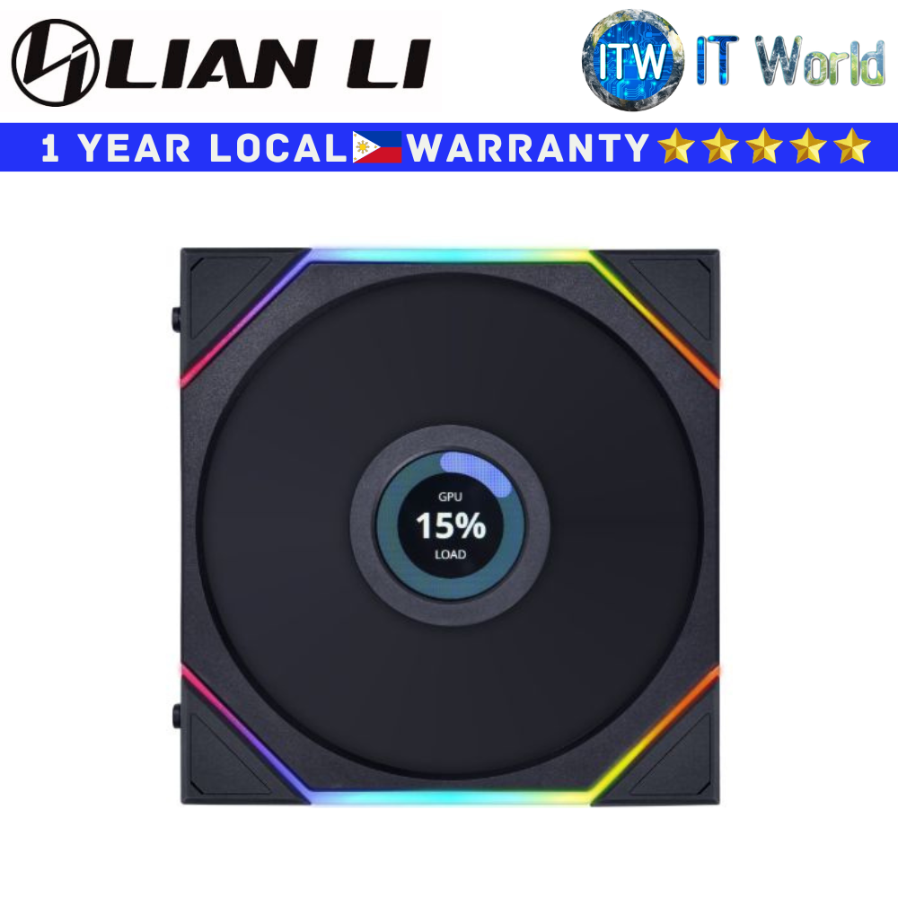 Lian Li PC Fan Uni Fan TL LCD 120 Fluid Dynamic Bearing Single Fan (Black | White) (Black)