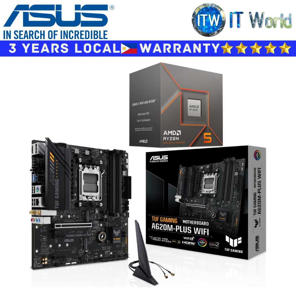 ASUS Bundle Ryzen Motherboard AMD 5 8400F with TUF Gaming A620M-Plus Wifi