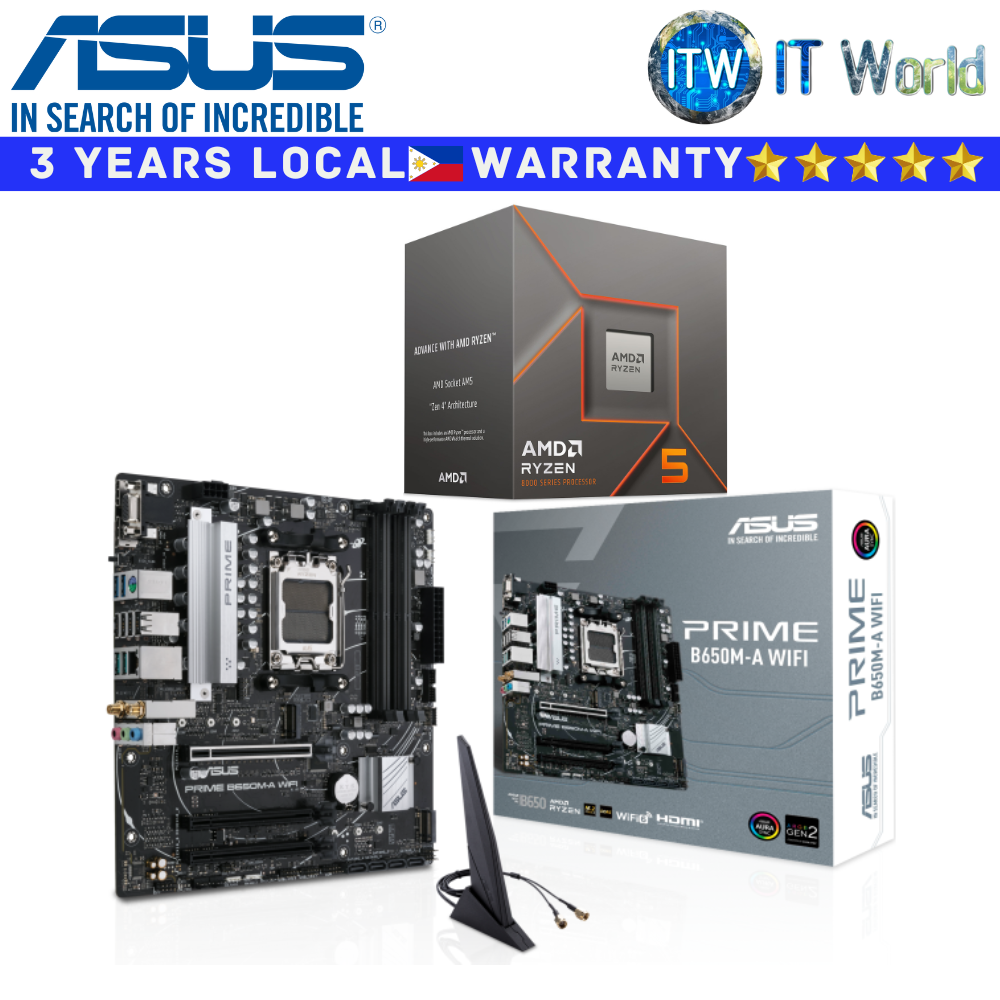 ASUS Bundle Ryzen Motherboard AMD 5 8400F with Prime B650M-A Wifi