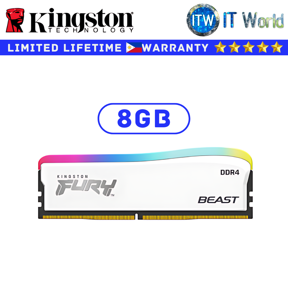 Kingston DR4 RAM 8GB/16GB 3200MT/s CL16 FURY Beast RGB Special Edition XMP Non-ECC Unbuffered DIMM