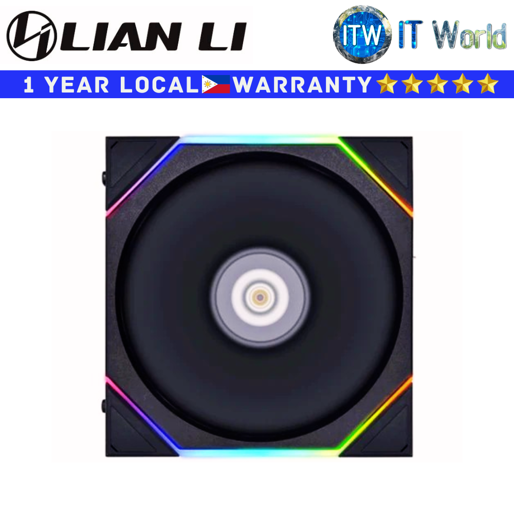 Lian Li PC Fan Uni Fan TL 120 Reverse Blade Fluid Dynamic Bearing Single Fan (Black | White) (Black)