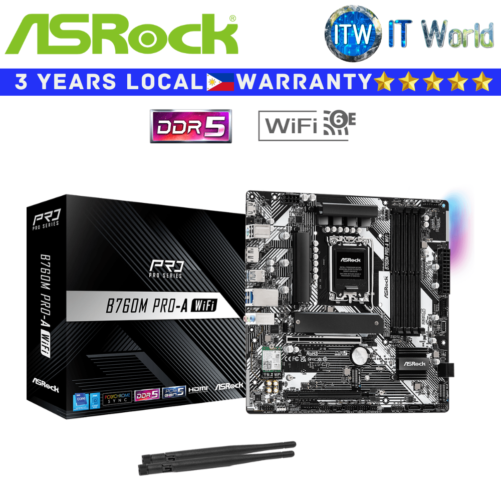 ASRock Motherboard B760M Pro-A Wifi microATX LGA1700 DDR5