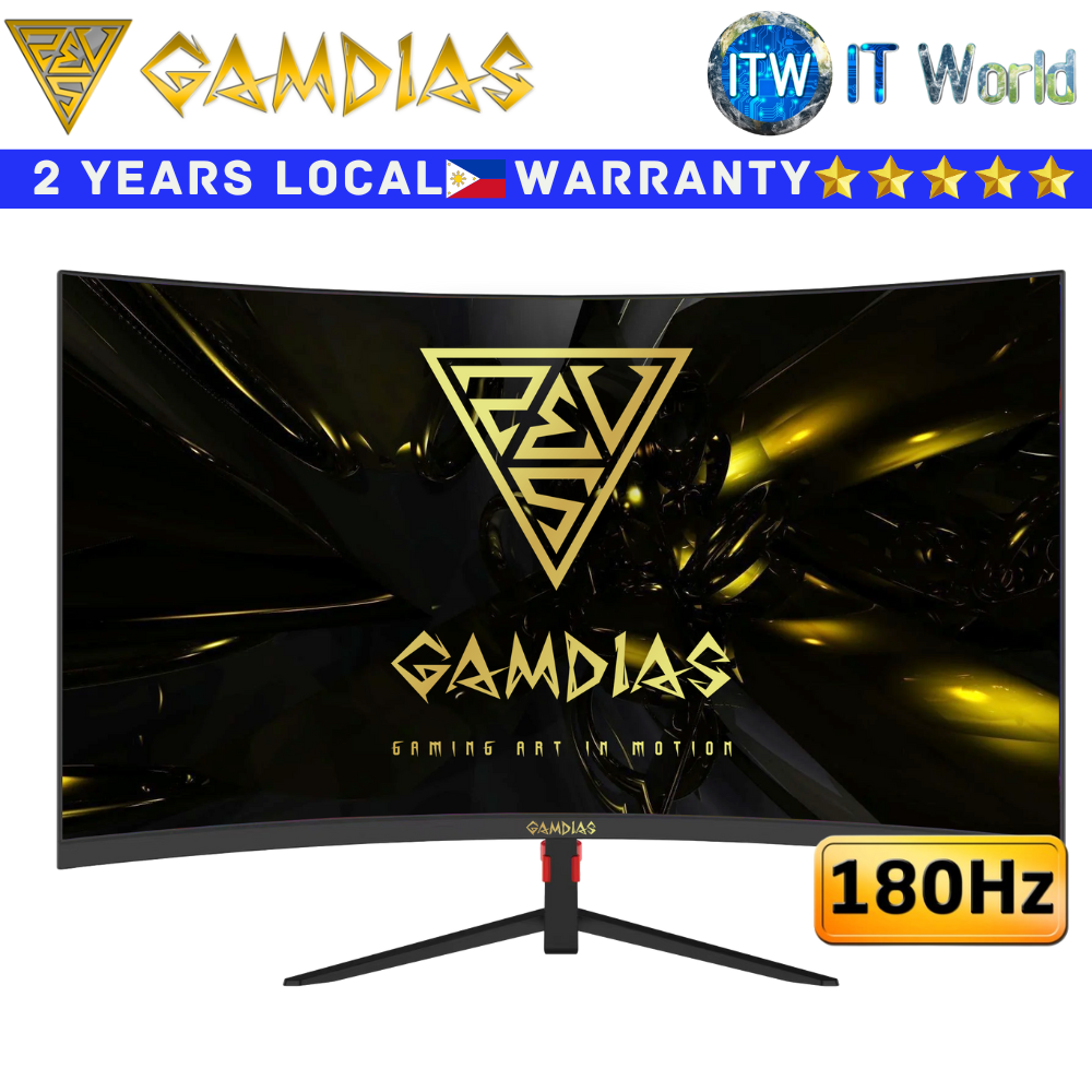 Gamdias Curved Gaming Monitor 24&quot; (1920x1080 FHD) / 180Hz / VA / R1500 FreeSync Atlas HD24C II