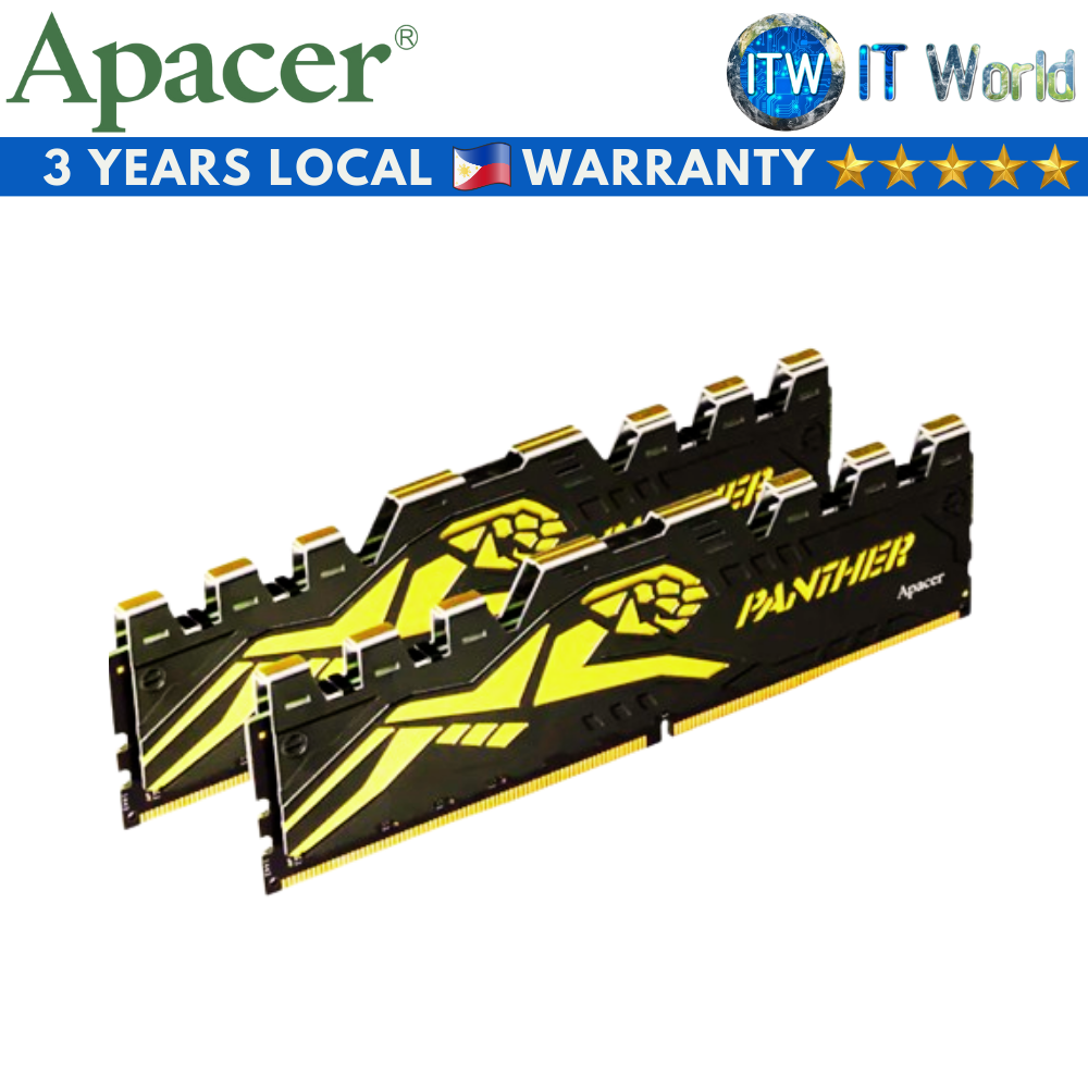 Apacer Panther Golden 16GB (8GBx2) DDR4-3200Mhz Gaming Memory Module (AH4U16G32C28Y7GAA-2)