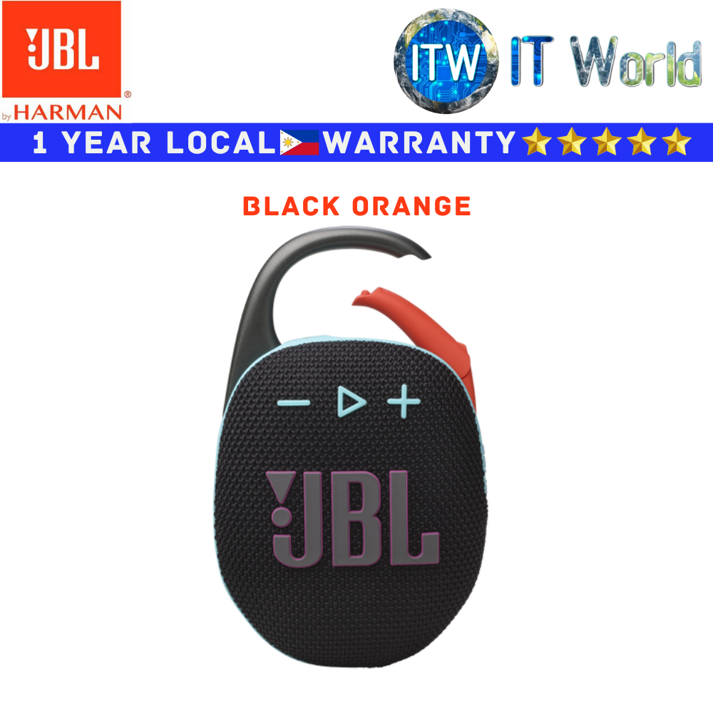 JBL Harman Bluetooth Speaker Clip 5 Portable (Black Orange)