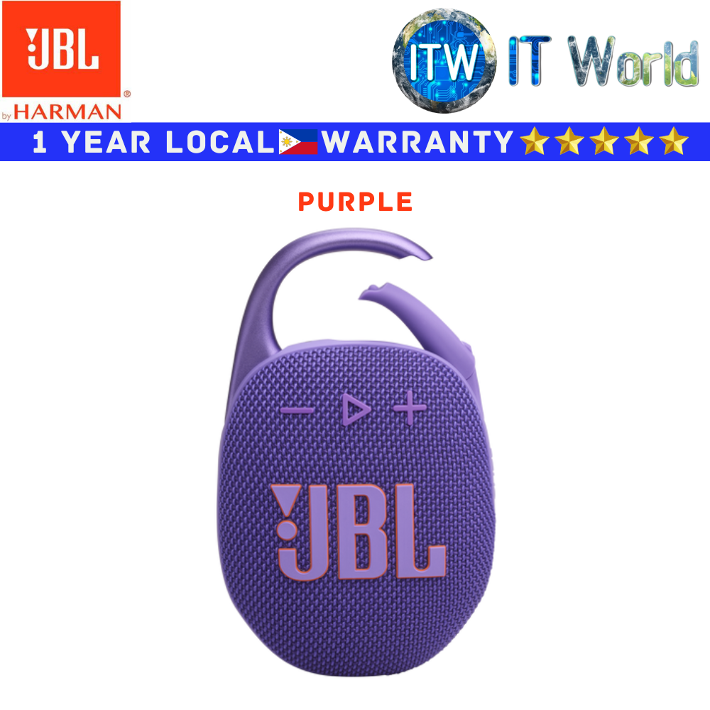 JBL Harman Bluetooth Speaker Clip 5 Portable (Black/Black Orange/Blue/Pink/Purple/Red/White) (Purple)