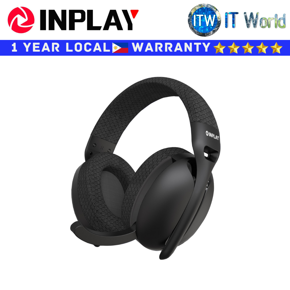 Inplay Headset Headphones HT220 Light Weight Stereo HD Sound Wireless Headset (Black/White) (Black)