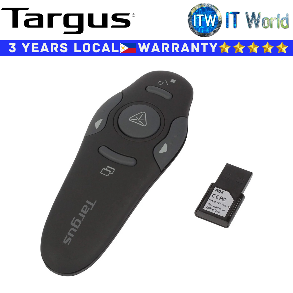 Targus Laser Pointer Clicker for Powerpoint P16 Wireless USB Presenter Black (AMP16AP)