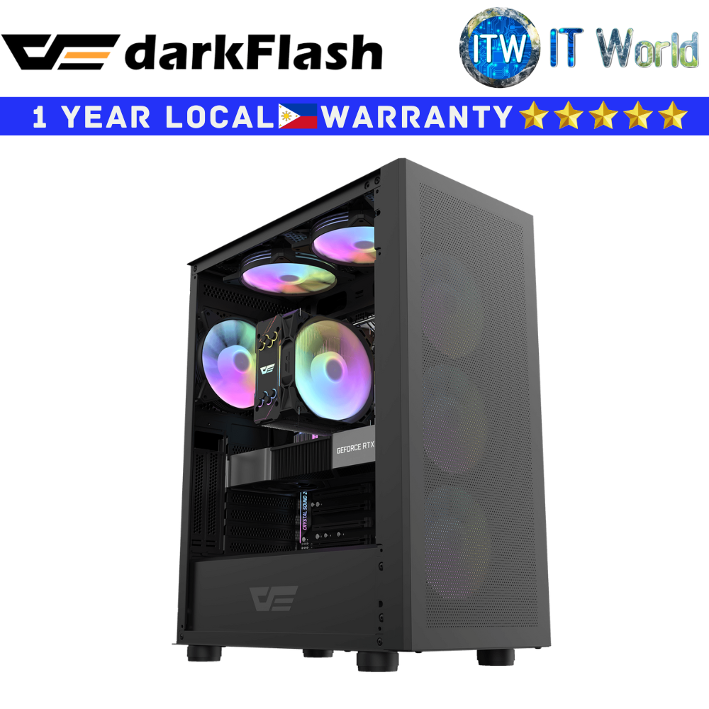 Darkflash Computer PC Case DLC29 Black Full Mesh Panel