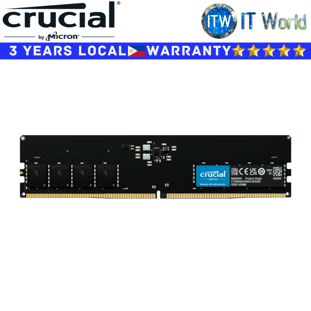 Crucial DDR5 RAM 32GB 5200MT/s Unbuffered Single UDIMM Desktop Memory (CT32G52C42U5)