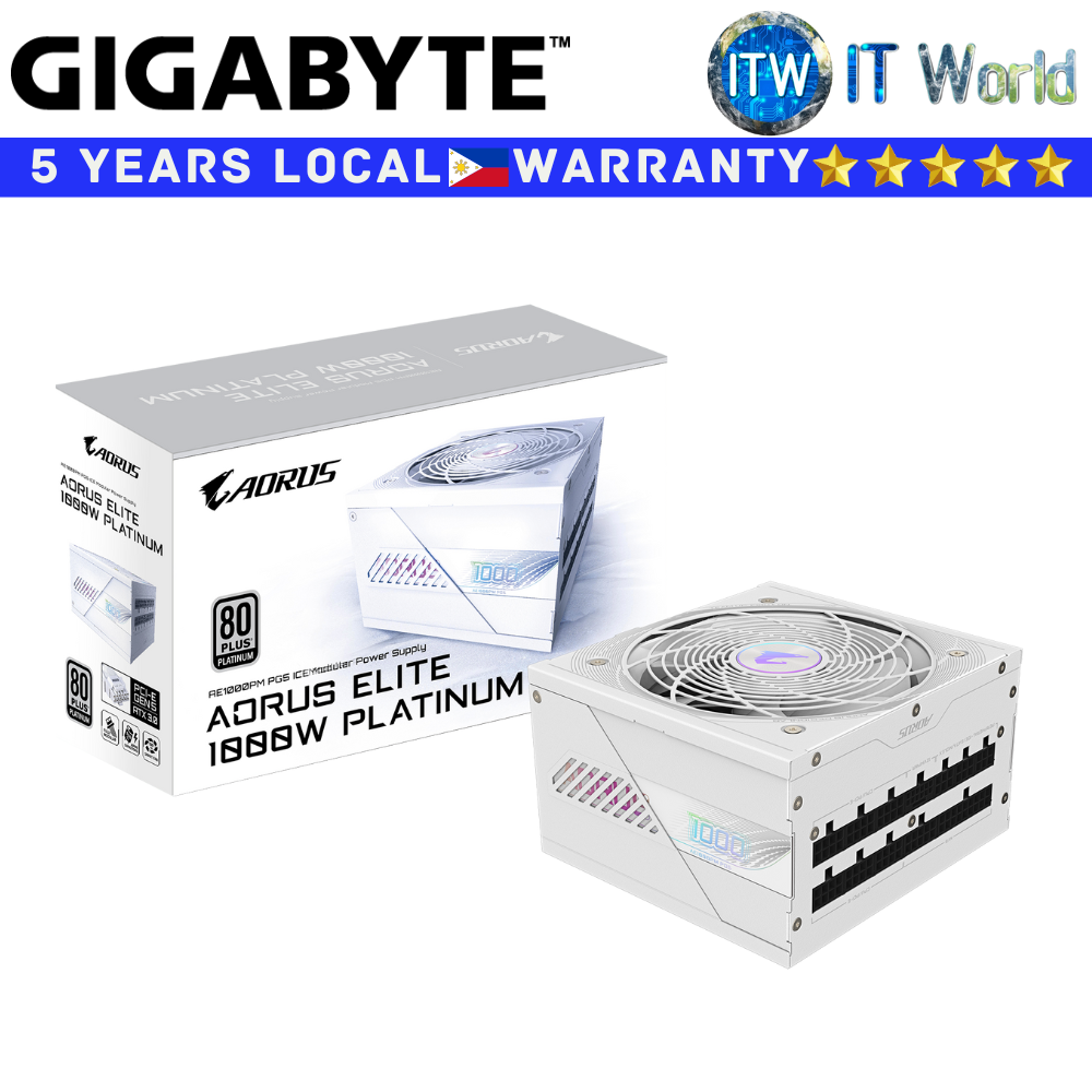 Gigabyte PSU 1000W Power Supply Unit Aorus Elite 80+ Platinum PCIe5 Ice (GP-AE1000PM-PG5-ICE)