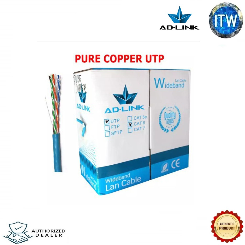 AD-LINK 305M UTP Cable CAT6 Light Blue PURE COPPER (305M)